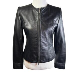 Identify Black Leather Jacket Very Soft Women's Size 10 Fitted